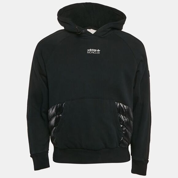Moncler X Adidas Black Cotton Knit Puffer Trim Hoodie Xs